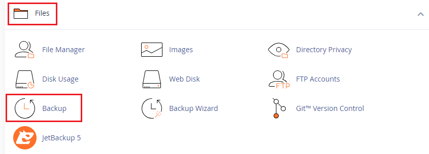 Select backup option