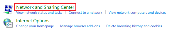 Network and Sharing Centre.